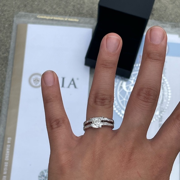 Natural Diamond Engagement and Wedding Ring; 1.20 Karat Natural Diamonds - Picture 7 of 13